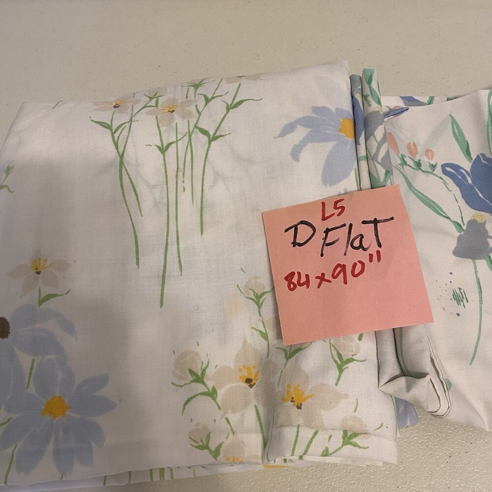VTG Cotton Blend Full Size Flat Sheet Floral Cottagecore Home Collection 84x90” - Picture 2 of 7